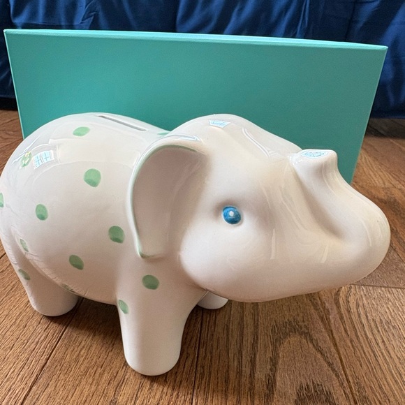 Tiffany & Co. Handpainted White Elephant Coin Bank - Picture 3 of 13